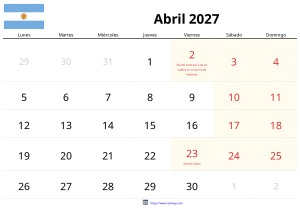 Calendario Abril 2027 Calendario Abril 2027