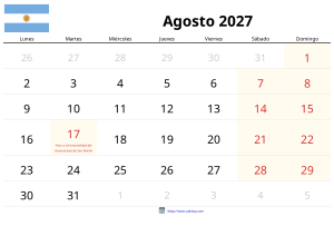 Calendario Agosto 2027 Calendario Agosto 2027