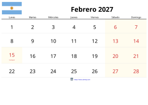 Calendario Febrero 2027 Calendario Febrero 2027
