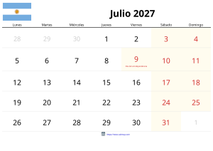 Calendario Julio 2027 Calendario Julio 2027