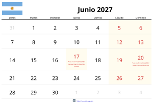 Calendario Junio 2027 Calendario Junio 2027