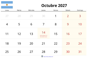 Calendario Octubre 2027 Calendario Octubre 2027