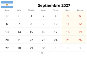Calendario Septiembre 2027 Calendario Septiembre 2027