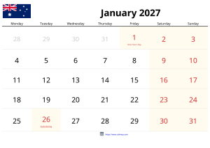 Gennaio 2027 Calendario