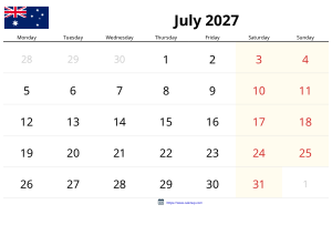 Luglio 2027 Calendario