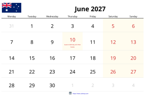 Giugno 2027 Calendario