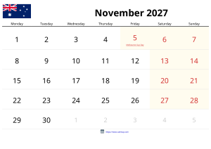 Novembre 2027 Calendario