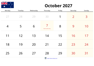 Ottobre 2027 Calendario