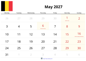五月 2027 日历 五月 2027 日历