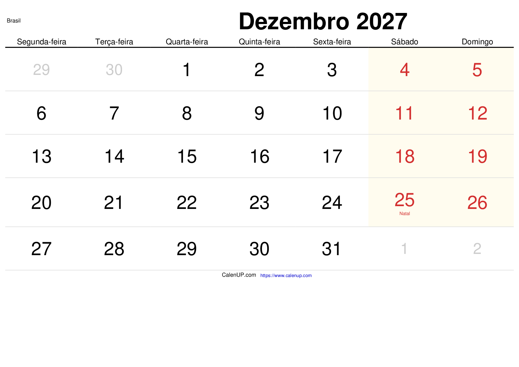 Desember 2027 Kalender