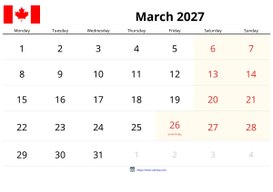 March 2027 Calendar