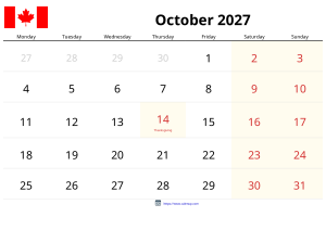 October 2027 Calendar