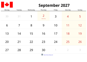 September 2027 Calendar