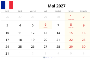 Calendrier Mai 2027