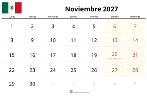 Calendario Noviembre 2027