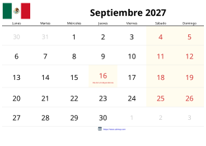 Calendário de Setembro de 2027 