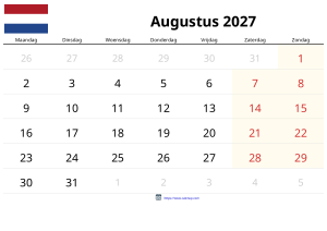 Augusti 2027 Kalender