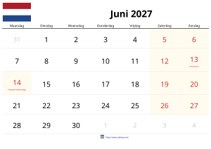 Juni 2027 Kalender