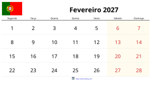 Calendrier Février 2027 Calendrier Février 2027