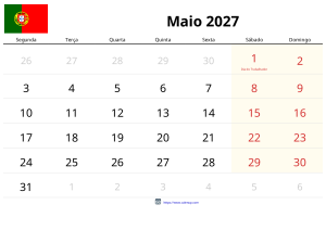 Calendrier Mai 2027 Calendrier Mai 2027