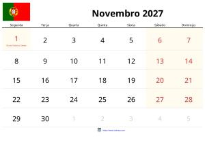 Calendrier Novembre 2027 Calendrier Novembre 2027