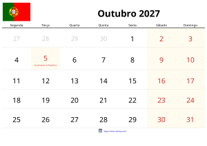 Calendrier Octobre 2027 Calendrier Octobre 2027