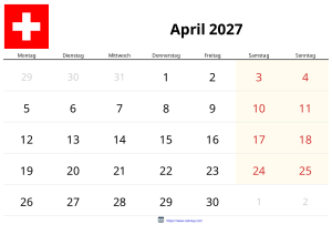 Calendario Abril 2027