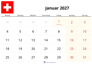 Calendario Enero 2027