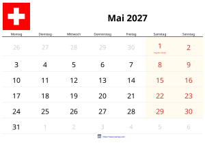 Calendario Mayo 2027