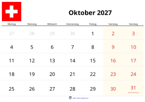 Calendario Octubre 2027