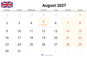 August 2027 Kalender