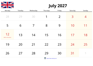 Juli 2027 Kalender