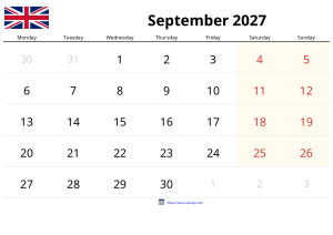 September 2027 Kalender