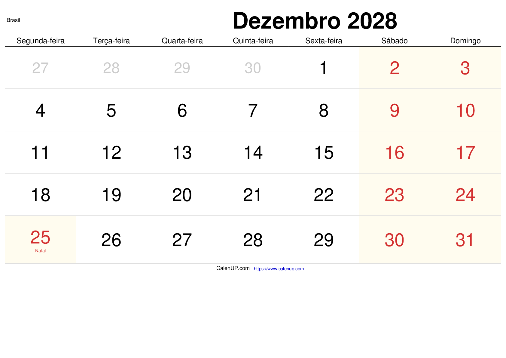 Desember 2028 Kalender