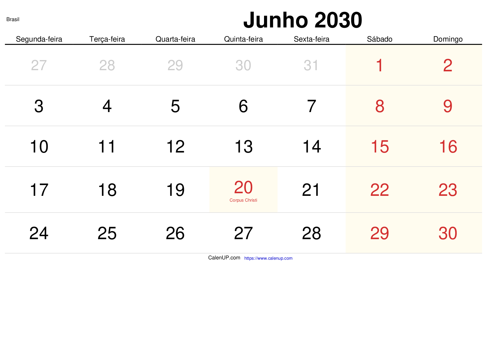 June 2030 Calendar