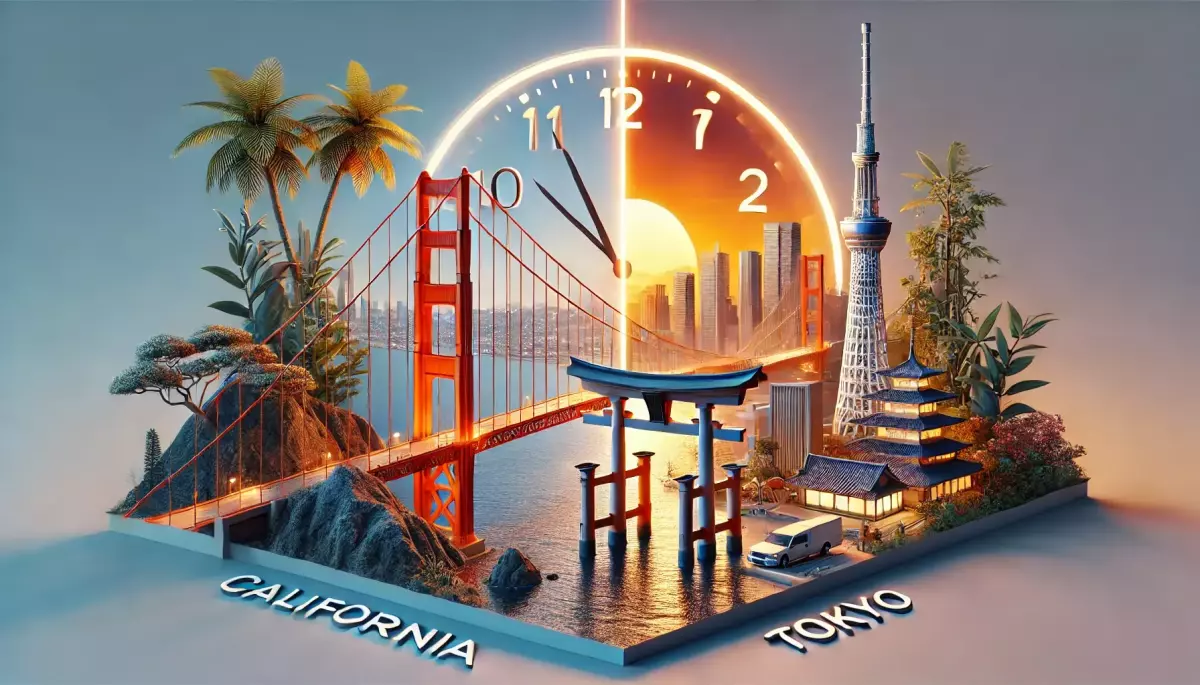 Time Difference between California and Tokyo